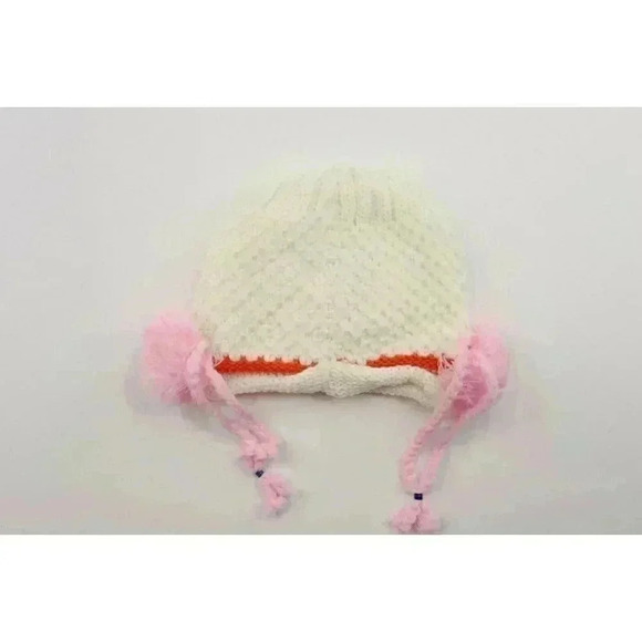 HAND knitted girl hat with knitted applique with beads for 3-6 year old. NEW. - Picture 7 of 7